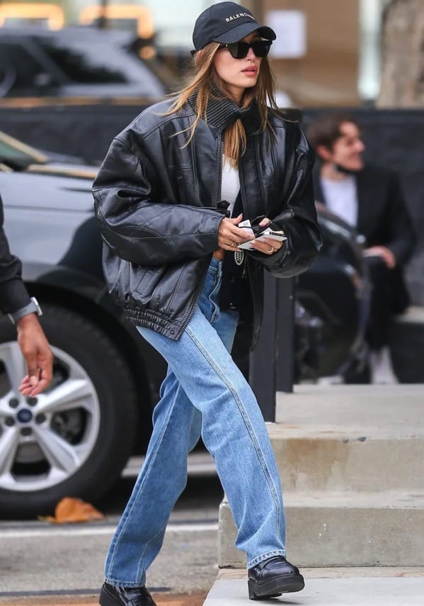 Hailey Bieber Wore the Leather-Jacket Trend That'll Be Huge
