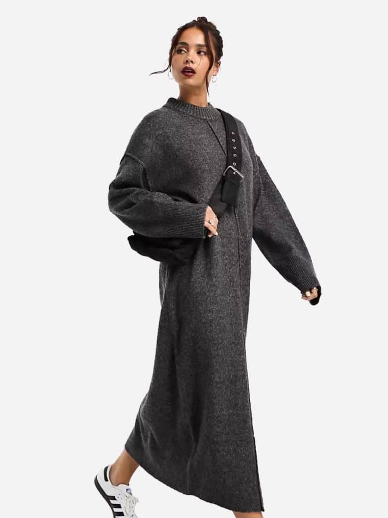 oversized knitted midi dress